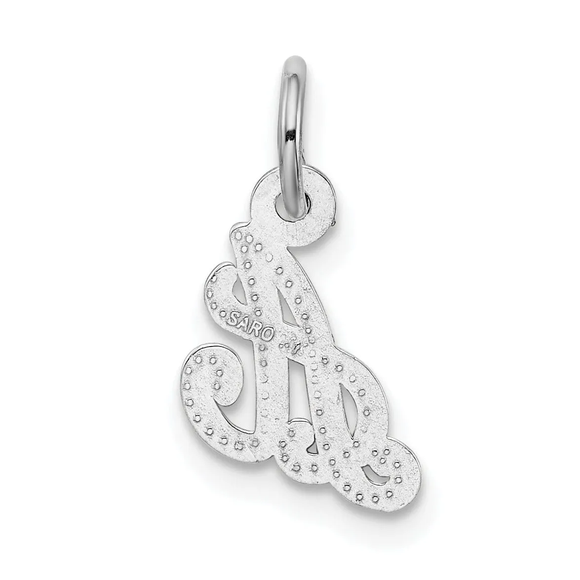 14K White Gold Small Size Casted Script Design Letter A Initial Charm Pendant