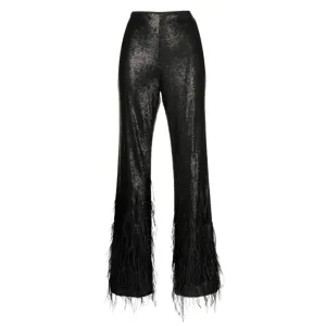 Black Sequin Feather Pants