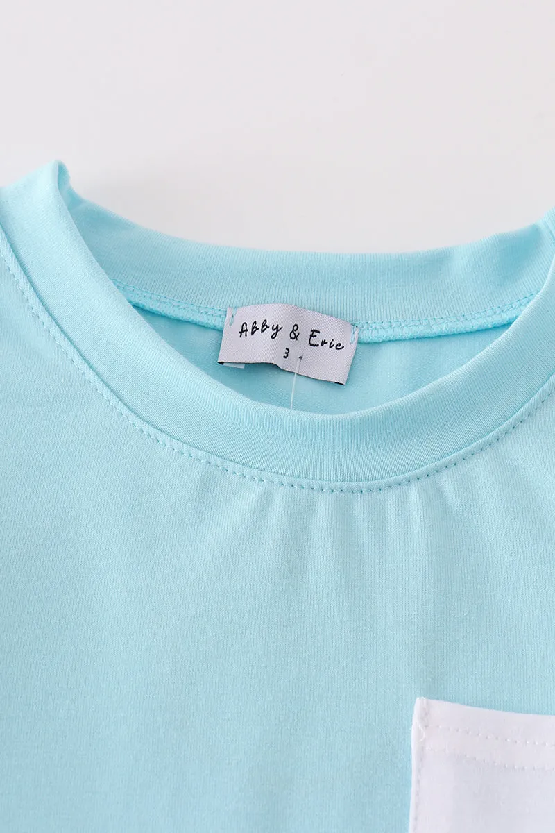 Blue Gingham Boy Shorts Set