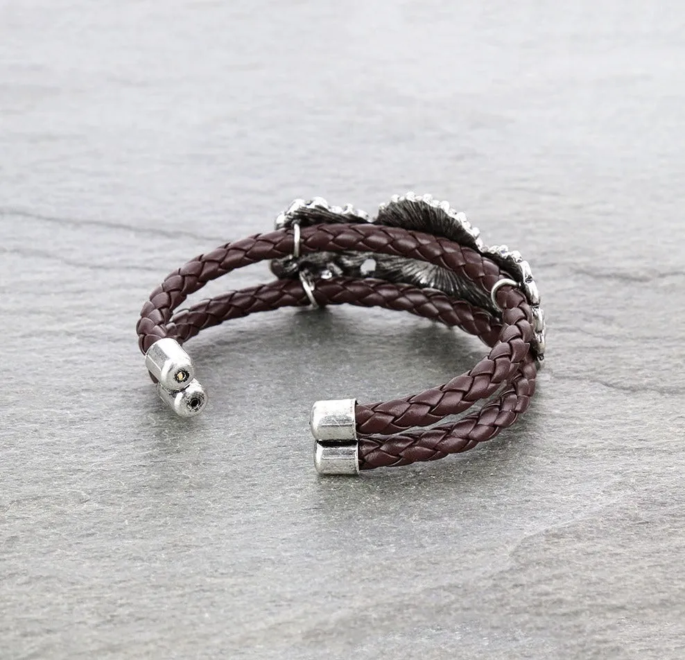 Catron Braided Leather Concho Fashion Cuff