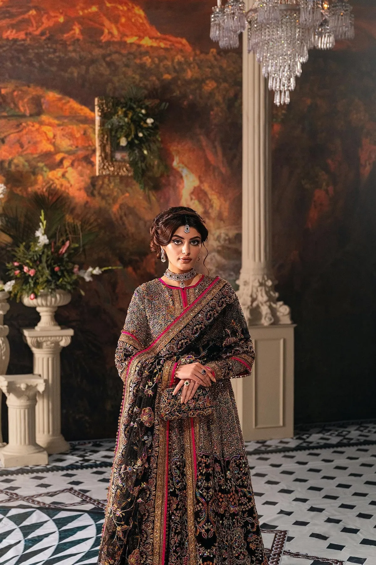 Classic Pakistani Bridal Dress in Open Pishwas Style