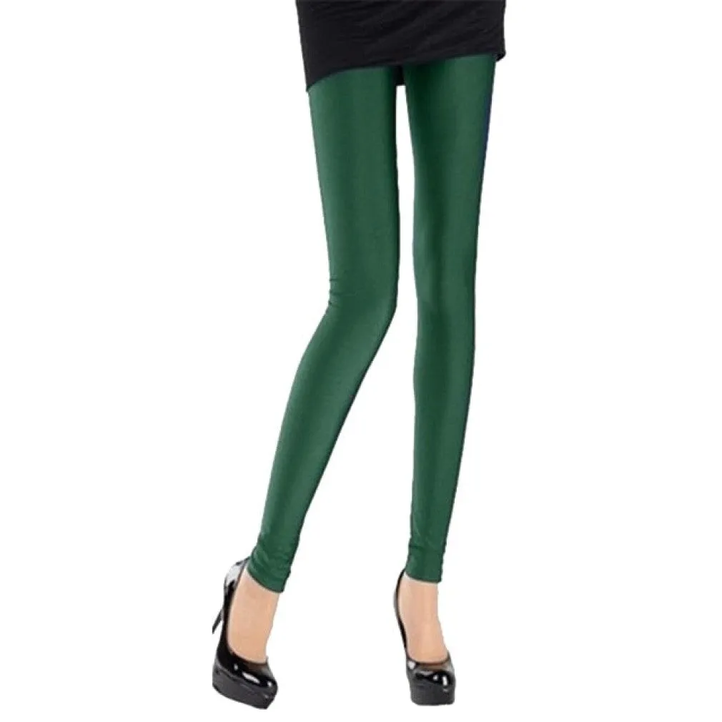 ContiNent 33 Women Shiny Pant Leggings Hot Selling Leggings Solid Color Fluorescent Spandex Elasticity Casual Trousers Shinny Legging
