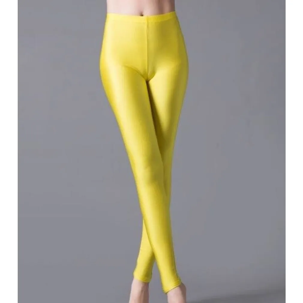ContiNent 33 Women Shiny Pant Leggings Hot Selling Leggings Solid Color Fluorescent Spandex Elasticity Casual Trousers Shinny Legging