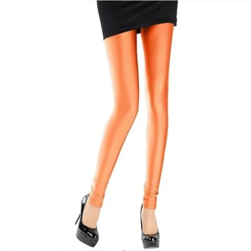 ContiNent 33 Women Shiny Pant Leggings Hot Selling Leggings Solid Color Fluorescent Spandex Elasticity Casual Trousers Shinny Legging
