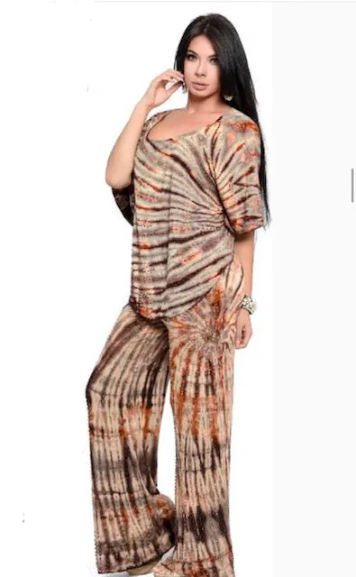 Earth Beaded Palazzo Suit