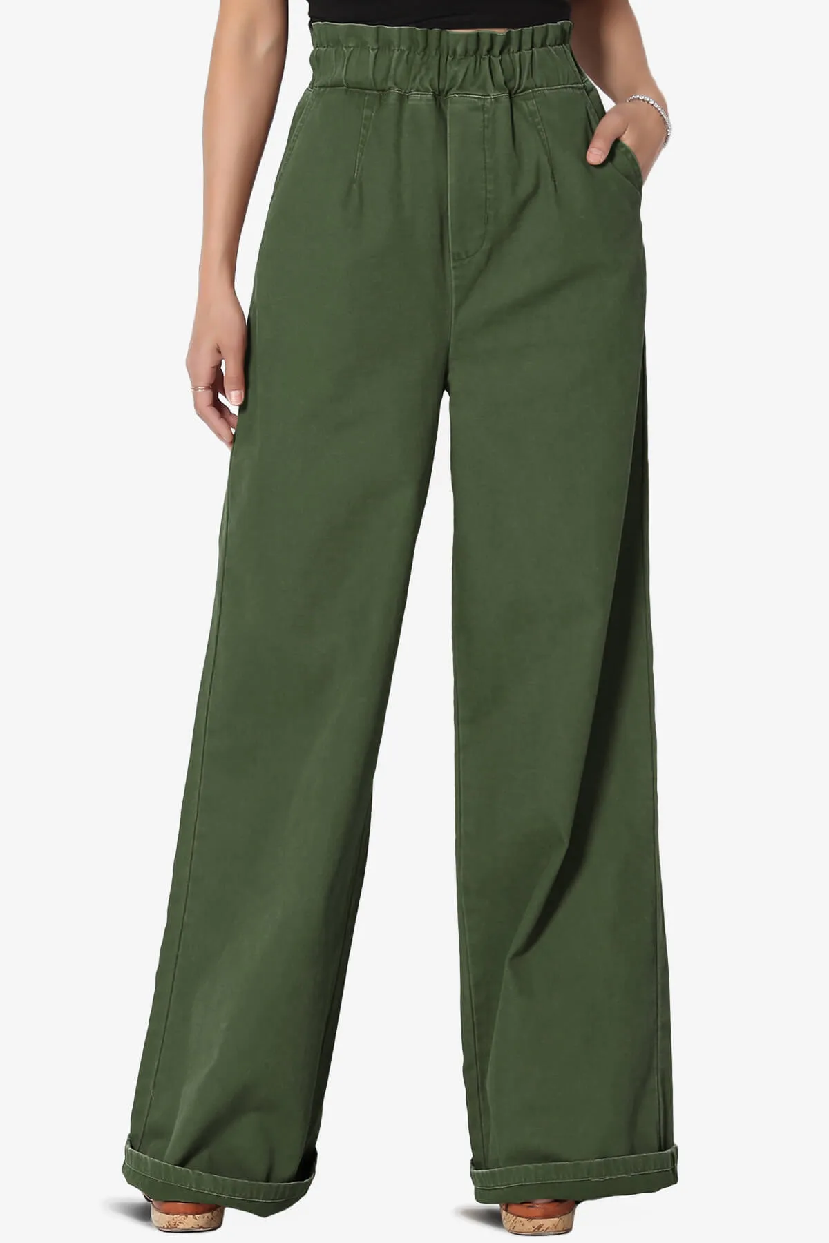 Fateful Twill High Waist Wide Leg Pants PLUS