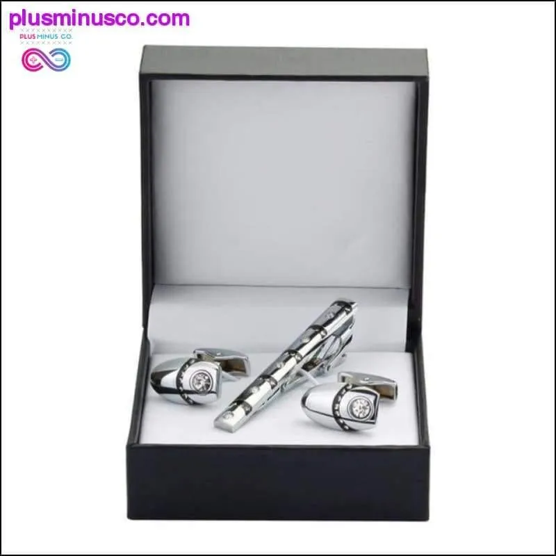 High Quality Luxury Tie Clip Round Cufflinks Gift Set