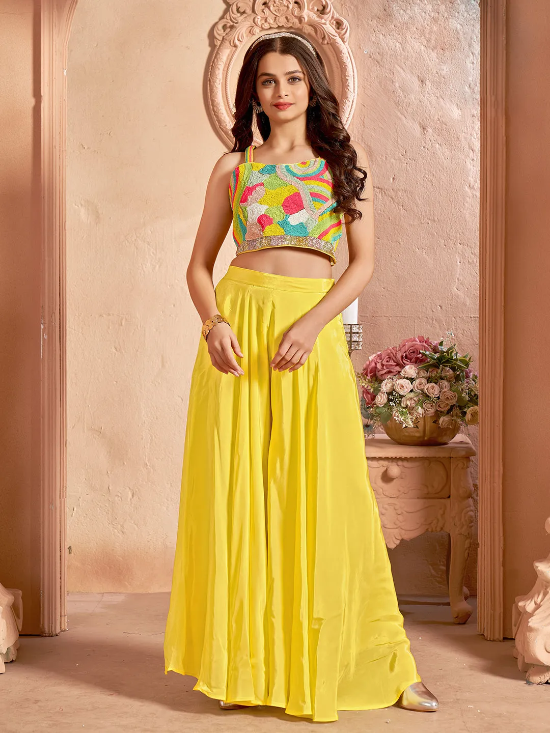Marigold Yellow Palazzo Set for Girls