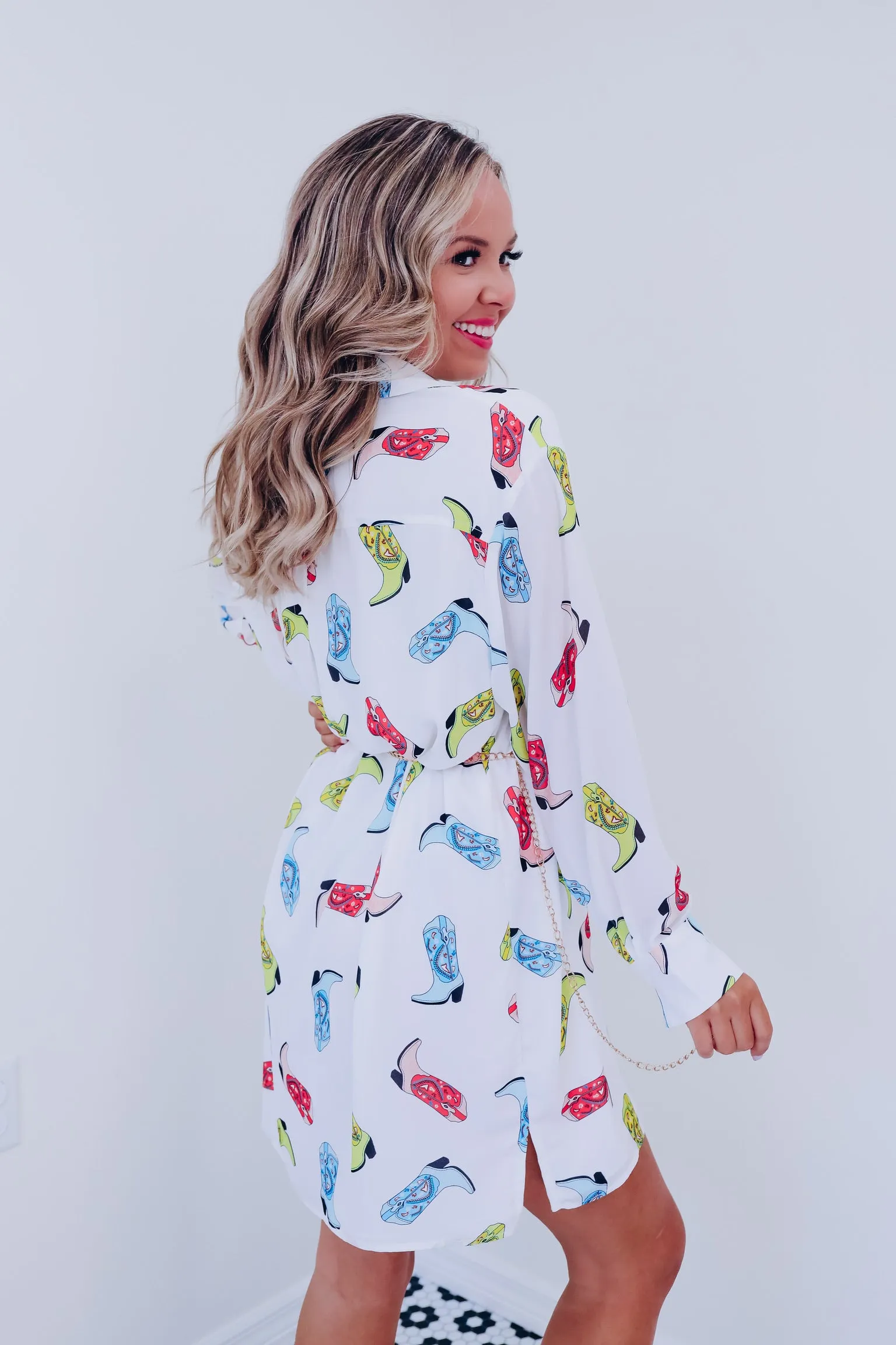 Nash Girl Boot Print Shirt Dress