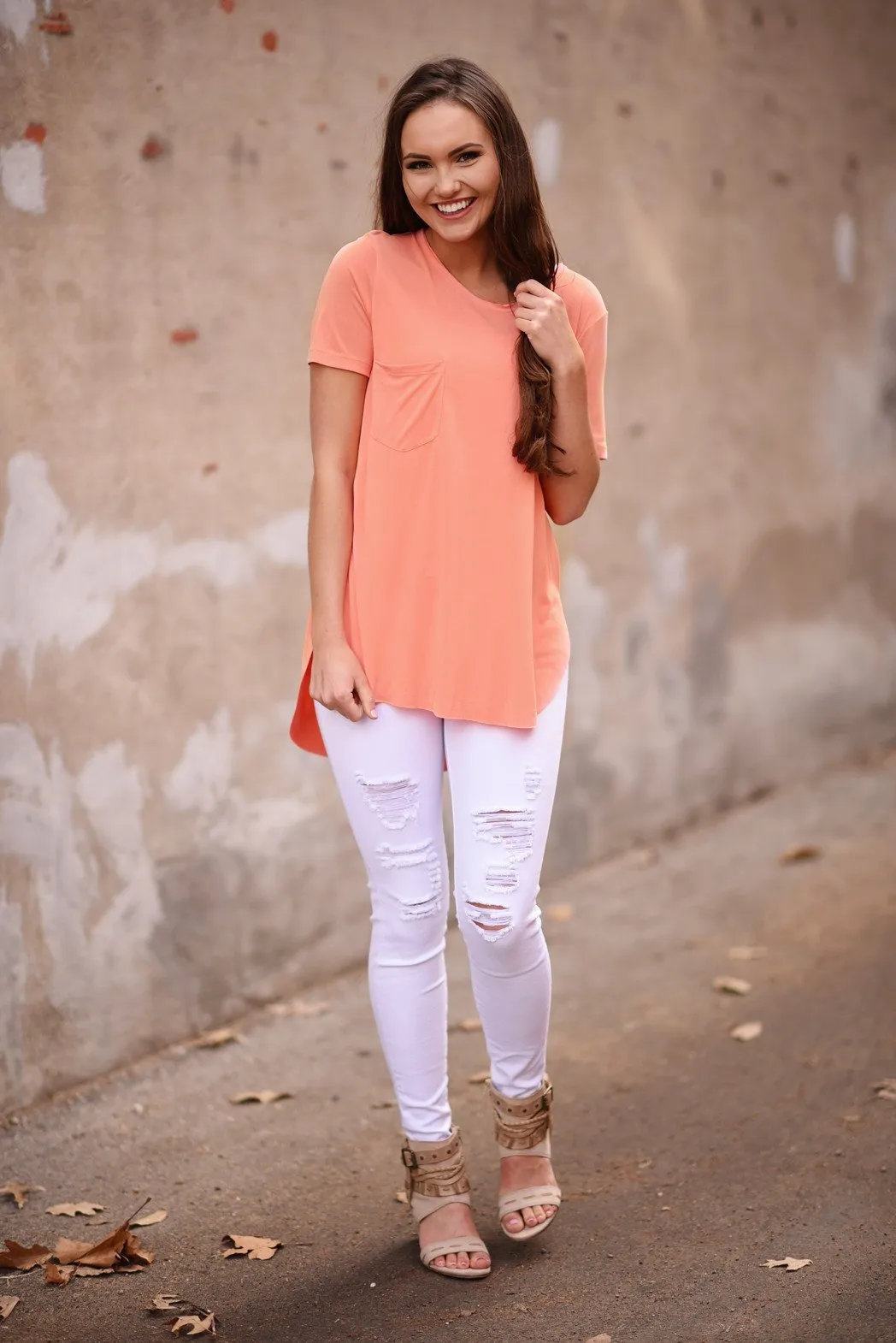 Peach Short Sleeve Top
