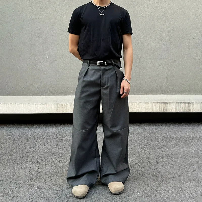 Pleated Wide-Leg Casual Pants
