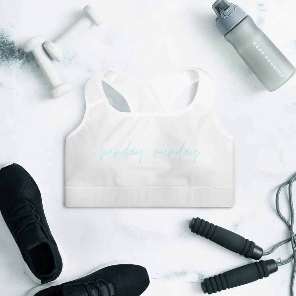 "Sunday Runday- AQUA" Padded Sports Bra