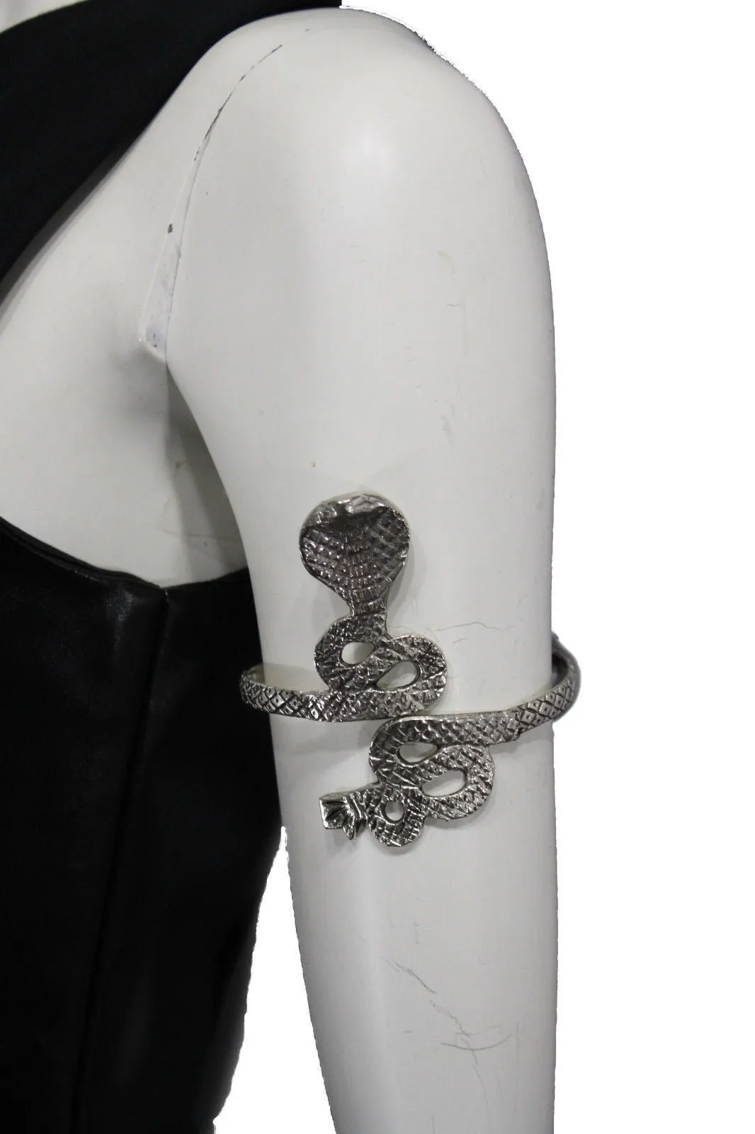 Silver Metal Long Tael Snake Bangle Upper Arm Cuff Bracelet