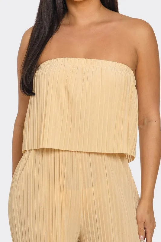 SUMMER BREEZE PLISS JUMPSUIT - SAND