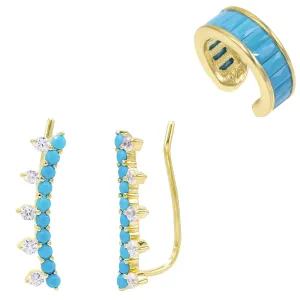 Turquoise Ear Climber x Ear Cuff Combo Set