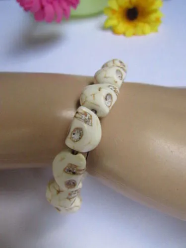 White Skulls Elastic Cuff Bracelet Dia De Los Muertos Halloween Accesories Men Women