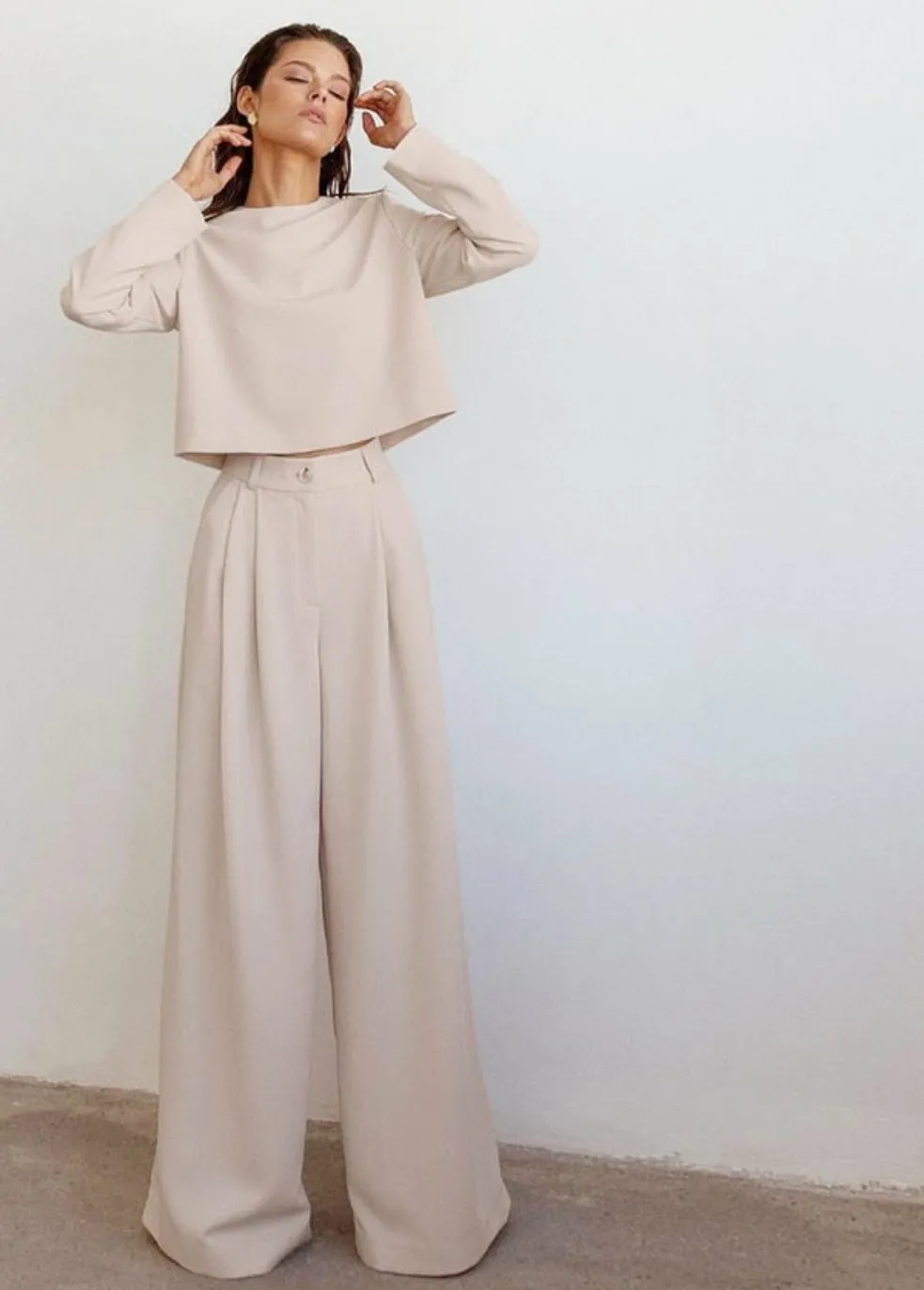 Wide Leg Pants Vintage Female Palazzo Pant , Tops and Sets